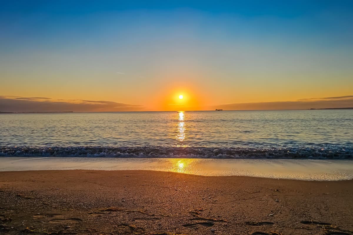 Sunset over the Black Sea at Burgas Beach, Bulgaria