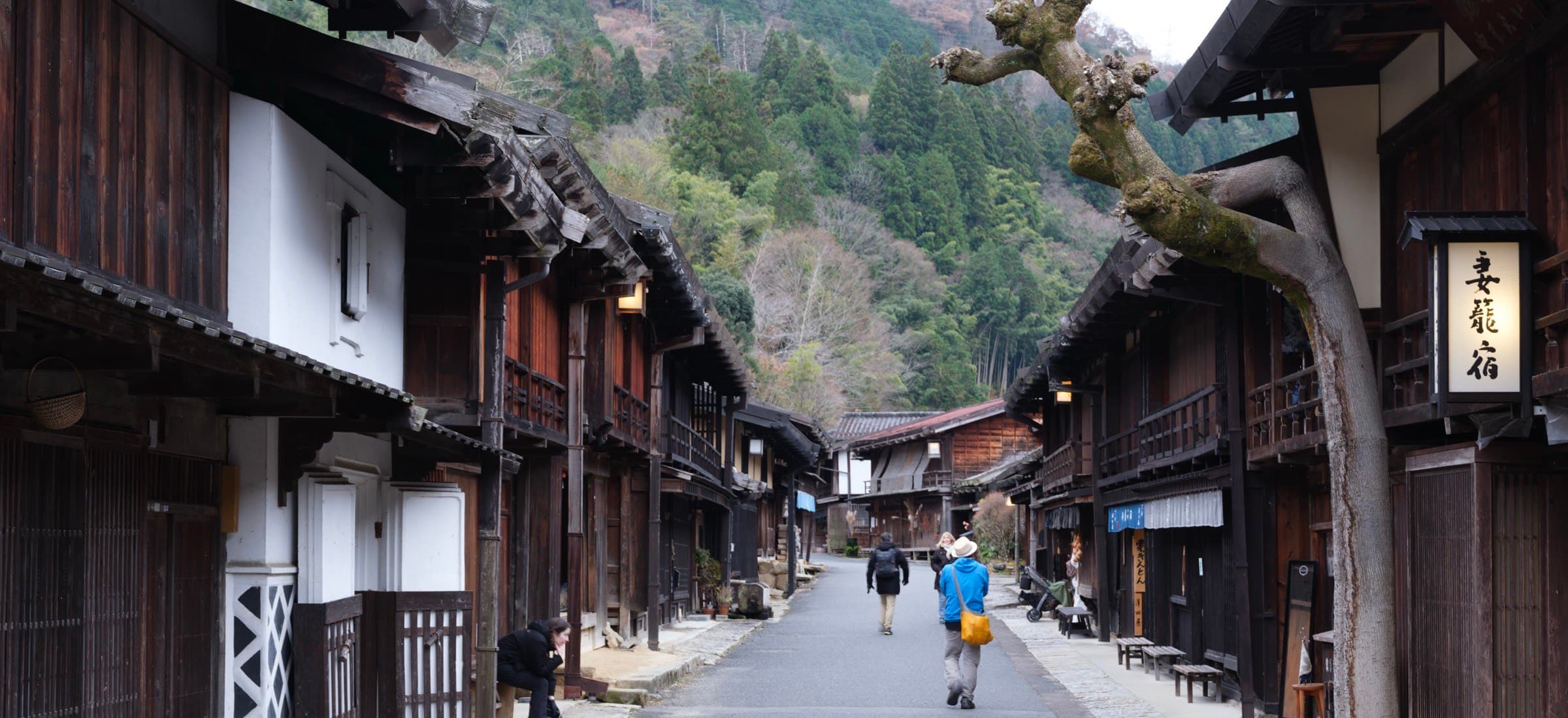 The preserved post-town street at Tsumago, Japan